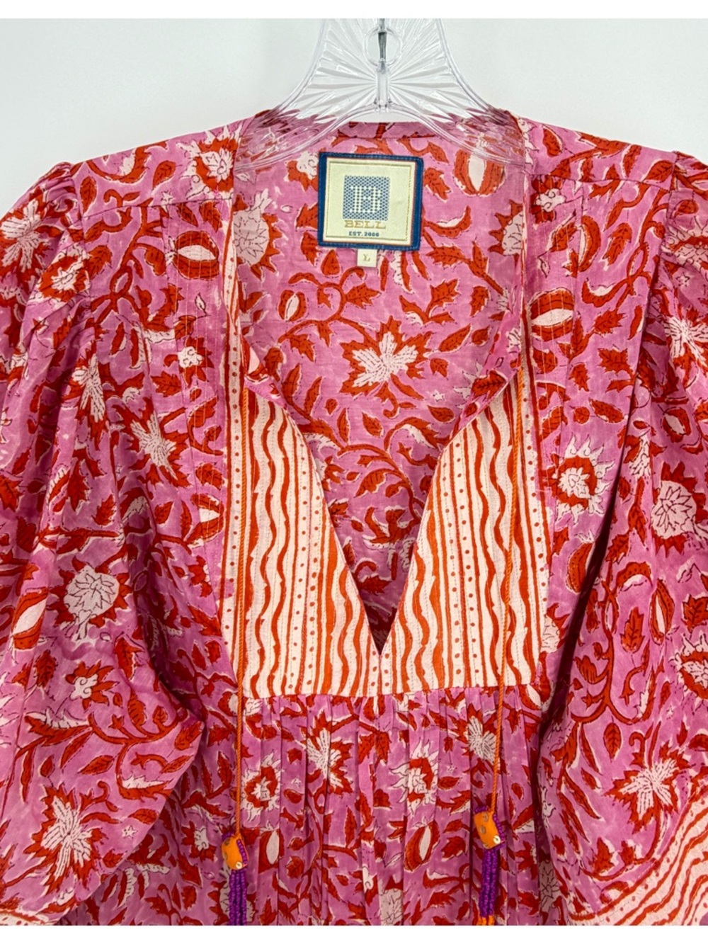 Bell By Alicia Bell Angel Top Blouse Cotton Silk Pink Size L - Picture 2 of 9